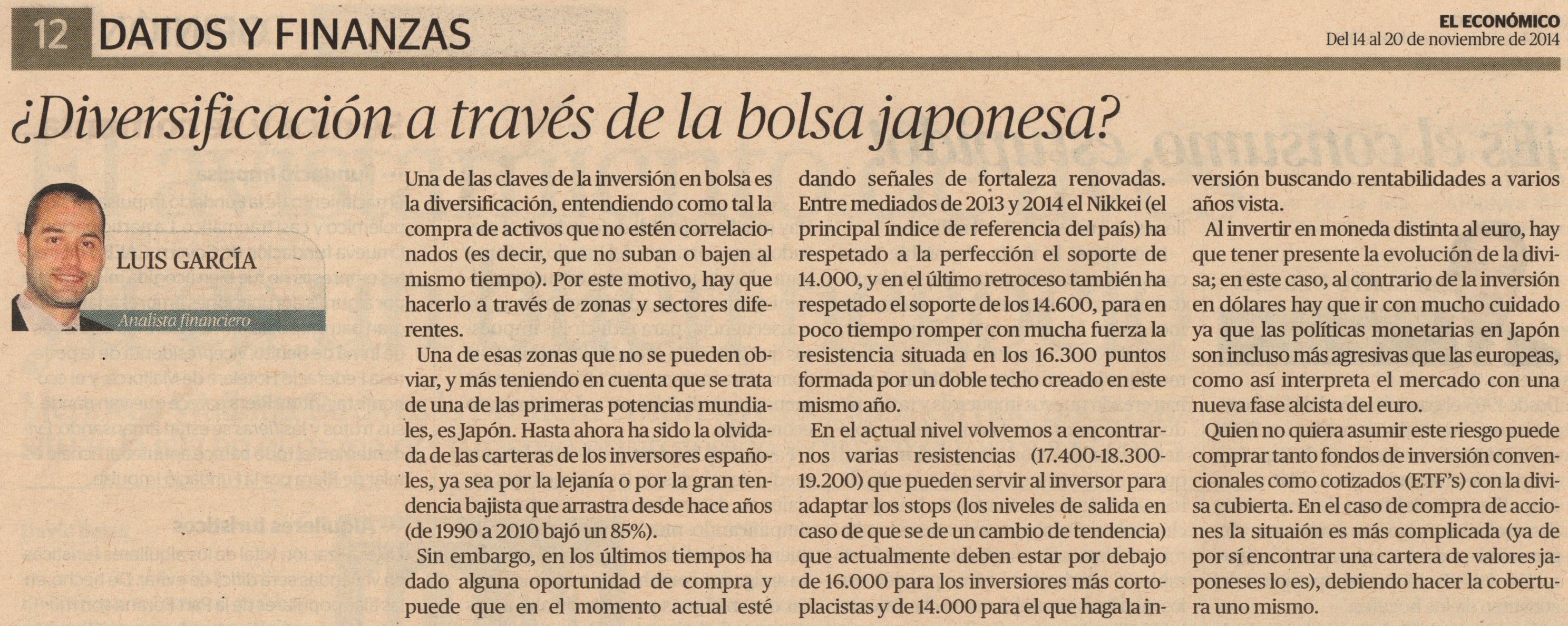 Artículo en "El Económico" japon